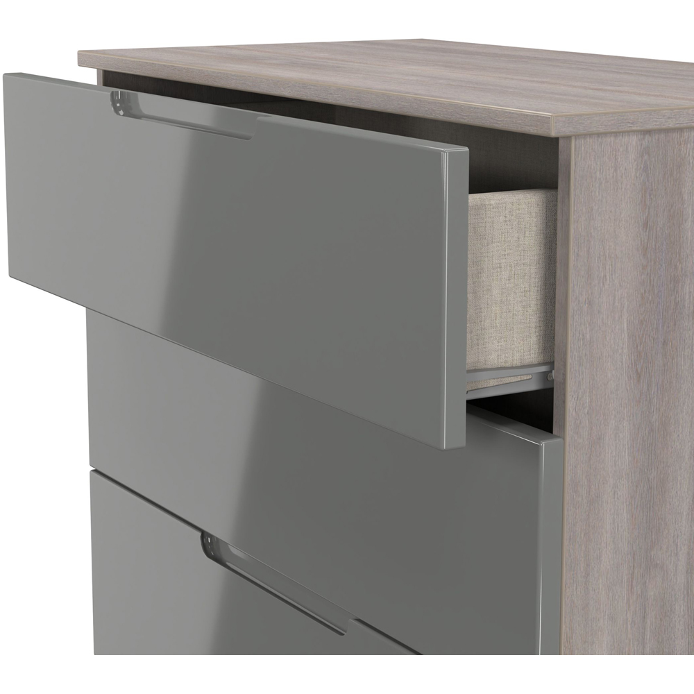 Crowndale Milan 5 Drawer Grey Gloss and Grey Oak Chest of Drawers Ready Assembled Image 6