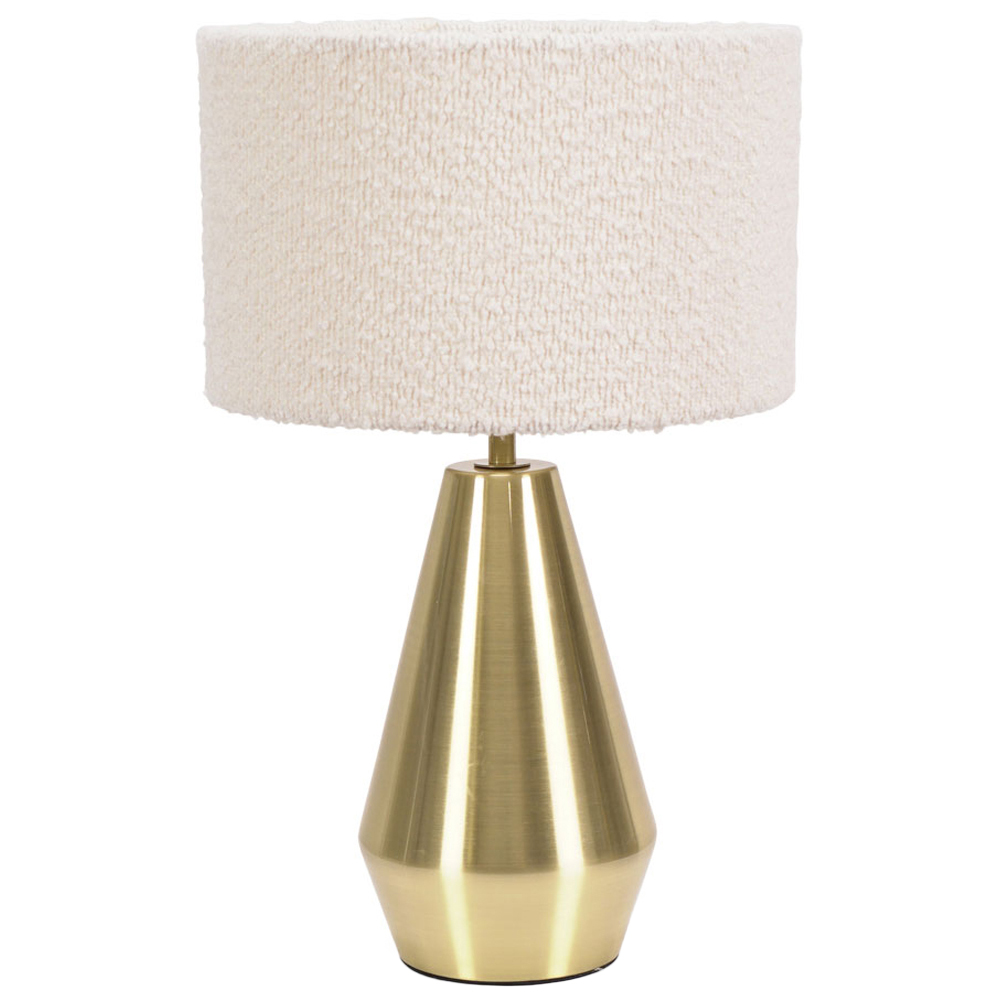 ValueLights Jax Cream Boucle Shade Antique Brass Touch LED Table Lamp Image 1