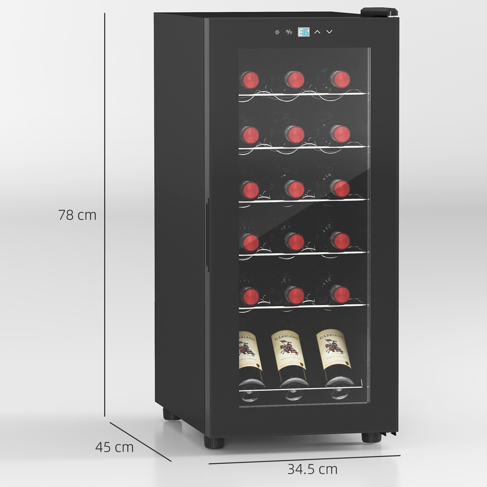 HOMCOM Black 18 Bottle Under-Counter Wine Cooler Fridge with LED Glass Door 50L Image 9