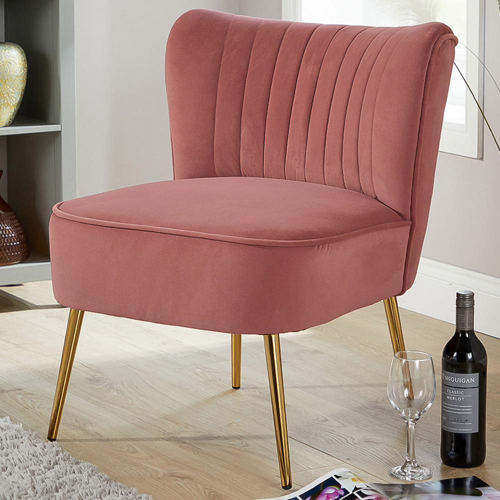 Home Source Danville Pink Velvet Armless Accent Chair Image 1