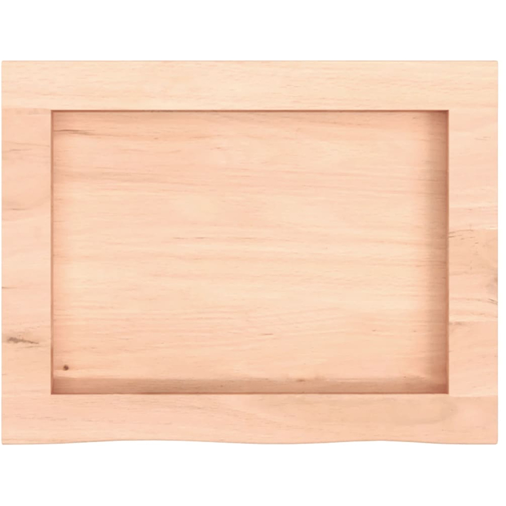 vidaXL 40cm Natural Untreated Solid Oak Wood Floating Wall Shelf Image 2