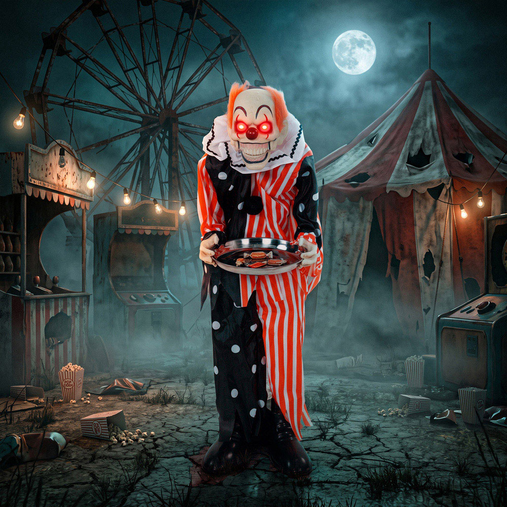 HOMCOM Light Up Animated Clown Halloween Decoration 3ft Image 3