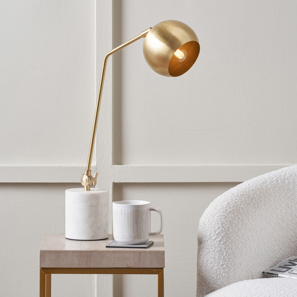 Pacific Lifestyle Eloise Gold Metal Marble Foot Retro Table Lamp Image 2