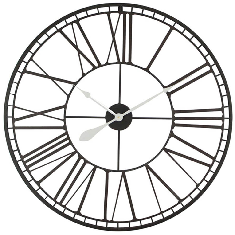 WALPLUS Black Roman Number Wall Clock 80cm Image 1