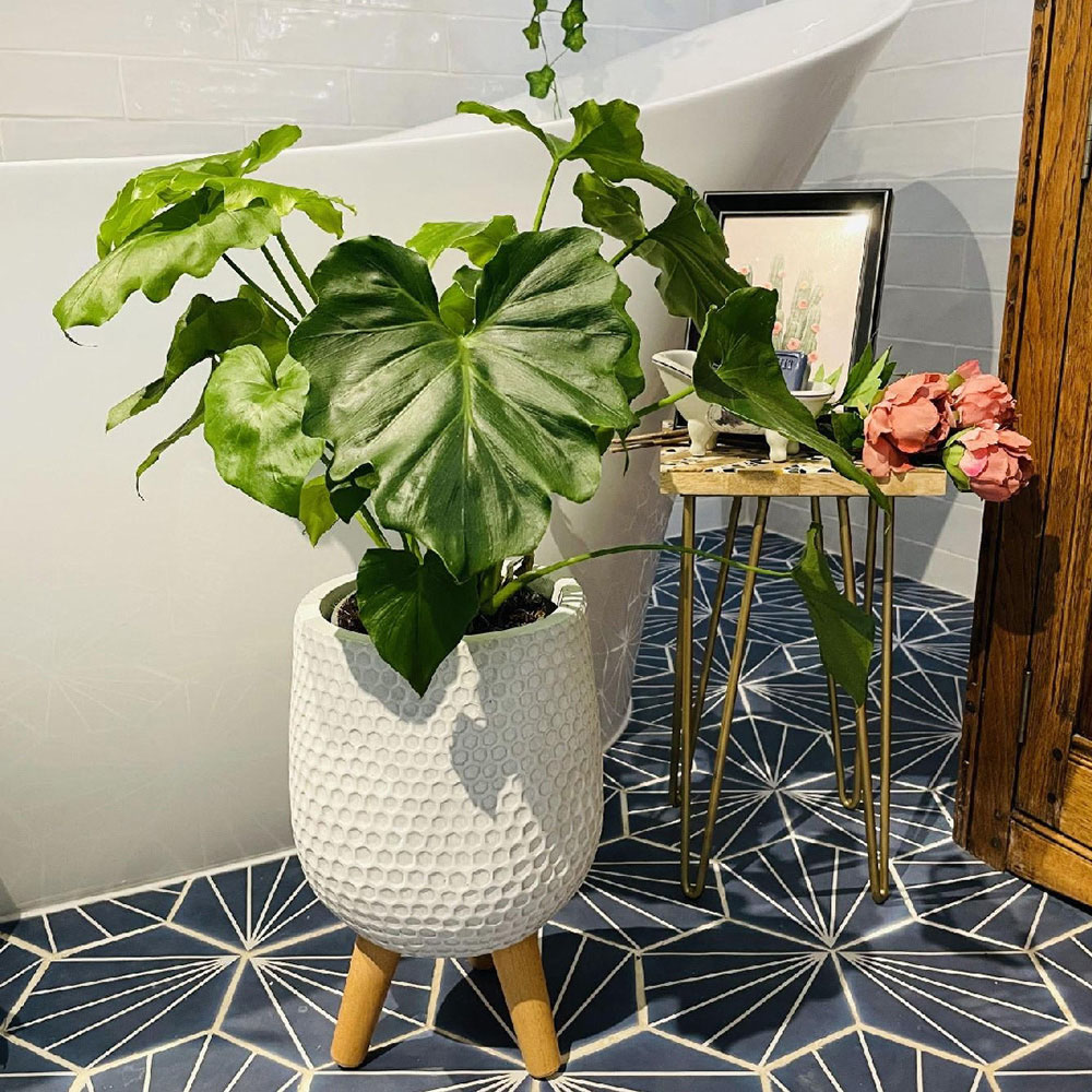 wilko Honeycomb White Indoor Plant Pot with Legs 34cm Image 6