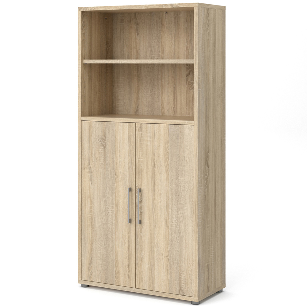 Florence 2 Door 3 Shelf Oak Bookcase Image 4