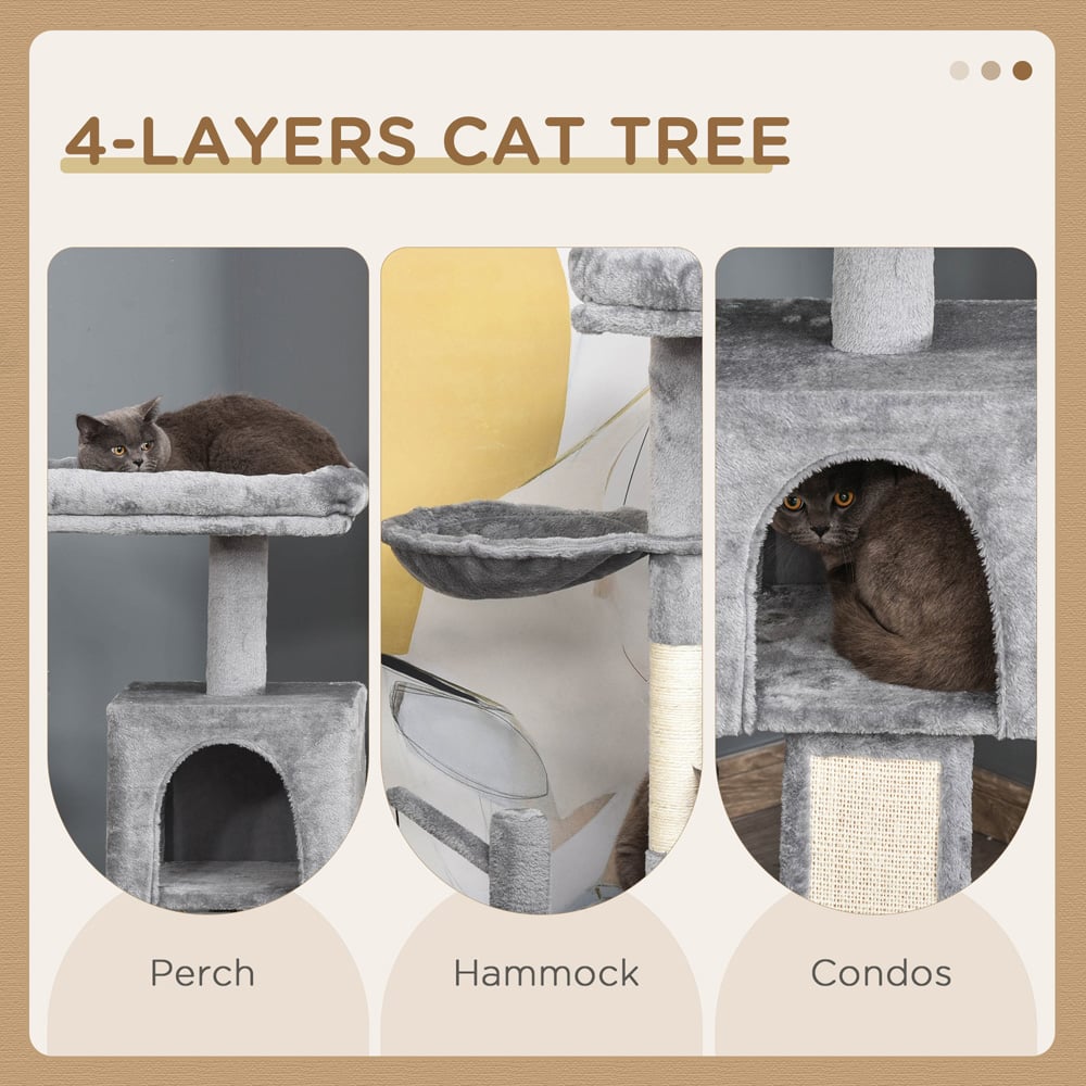 PawHut 111cm Grey Cat Activity Tree Image 3