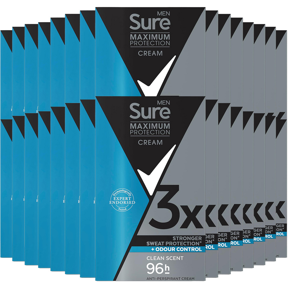 Sure Men Maximum Protection Clean Scent Anti-Perspirant Deodorant Stick 45ml 30 Pack Image 1