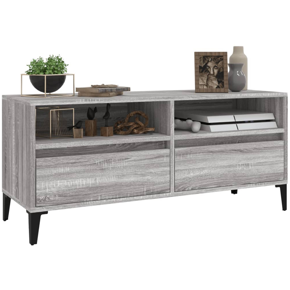 vidaXL 2 Drawer 2 Shelf Grey Sonoma TV Cabinet Image 4