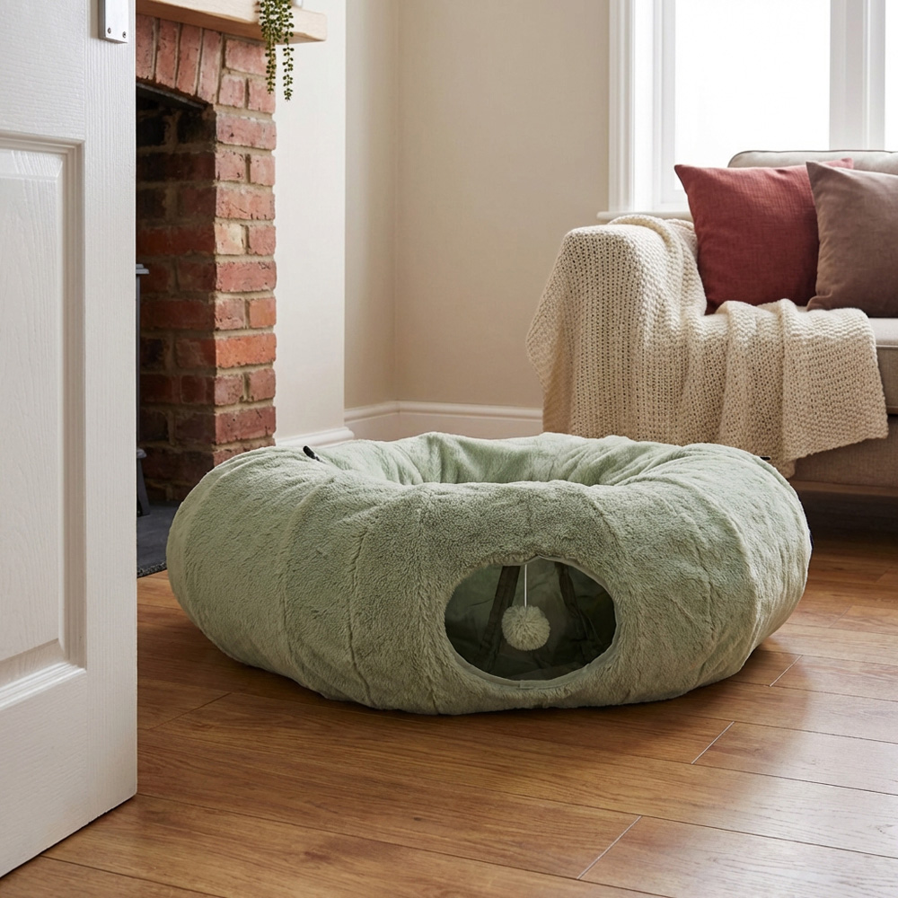 Cat Tunnel Bed Green Image 6