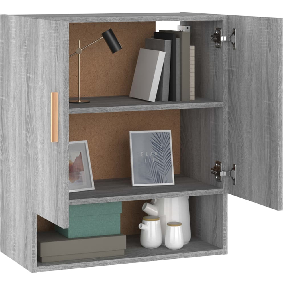vidaXL 2 Door Single Shelf Grey Sonoma Wall Cabinet Image 3