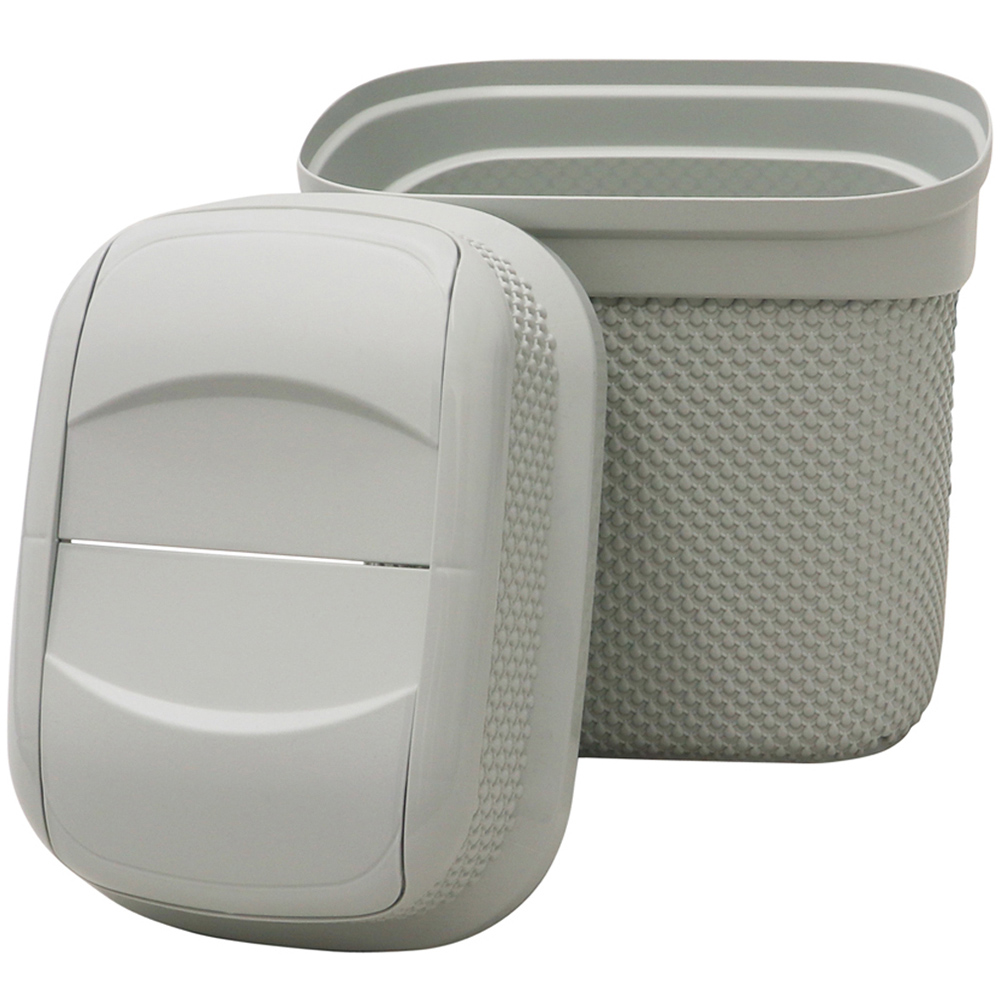 JVL Ice Grey Rectangular Lidded Bin and Droplette Toilet Brush Set Image 5