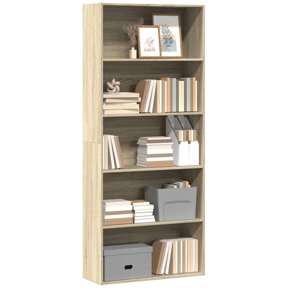 vidaXL 5 Shelf Sonoma Oak Bookcase Image 3