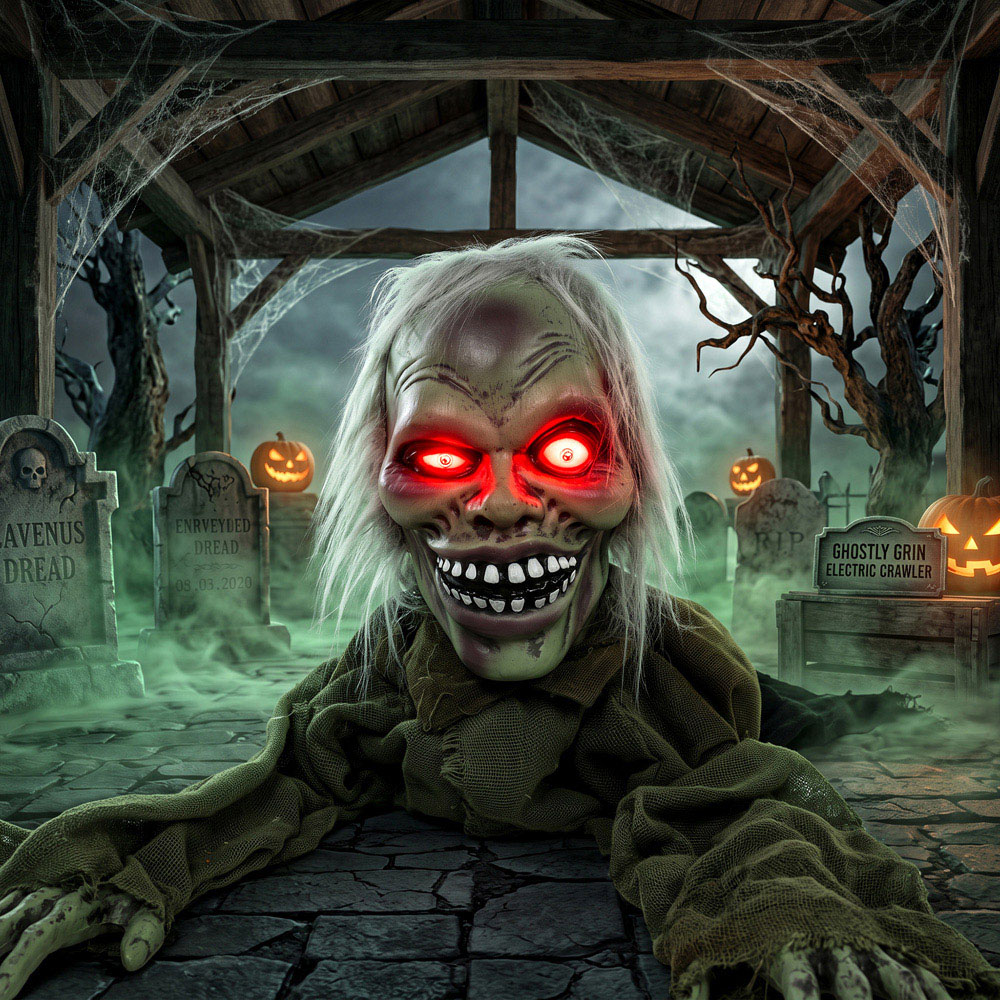 HOMCOM Light Up Animatronic Crawling Zombie Halloween Decoration 3.8ft Image 3