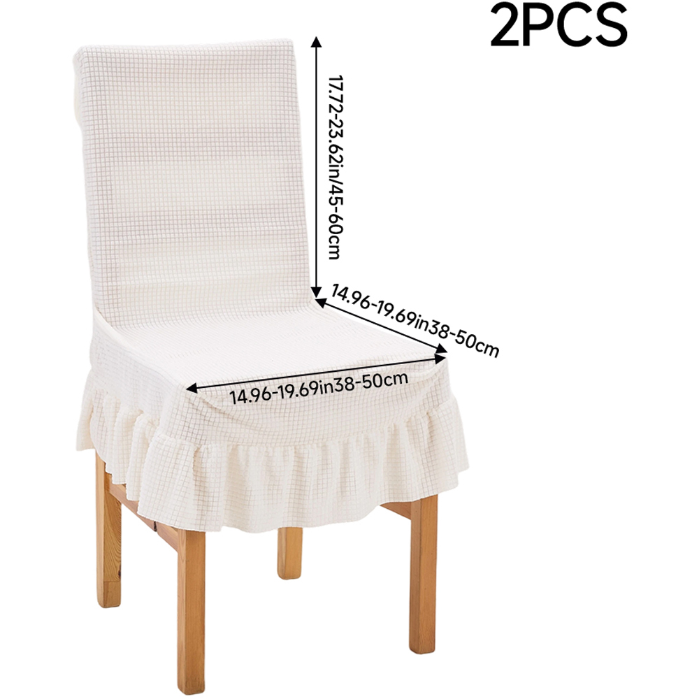 Living and Home Beige Dining Chair Cover with Ruffled Skirt and Fabric Tie Set of 2 Image 9