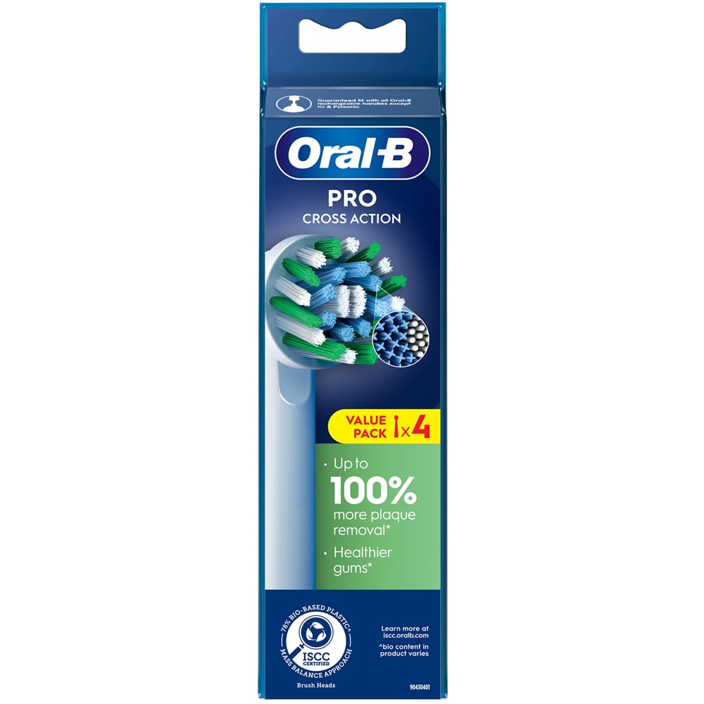Oral-B Cross Action White X-Filaments Replacement Head 4 Pack Image 1