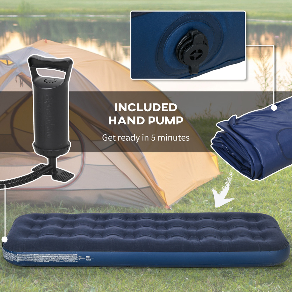 Outsunny Single Blue Portable Inflatable Camping Bed with Flocked Surface Image 5