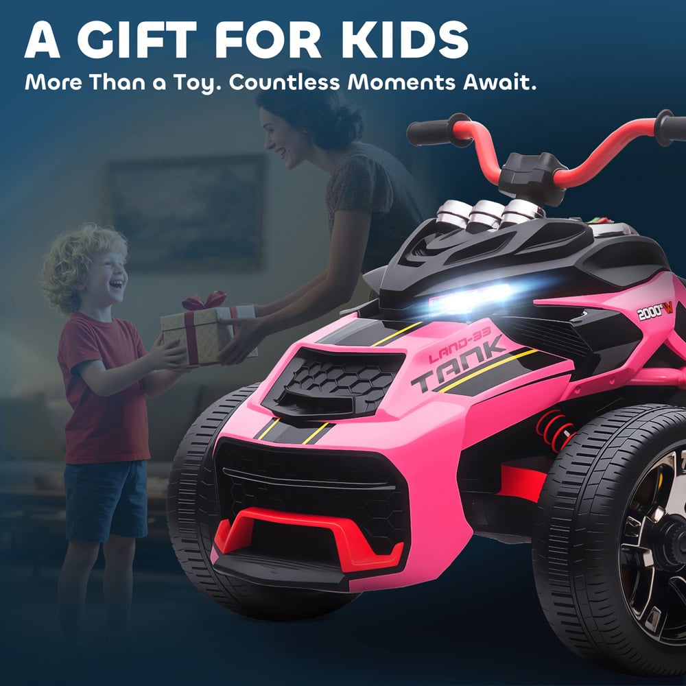 AIYAPLAY Kids Pink Ride On Electric ATV Quad Bike 12V Image 3