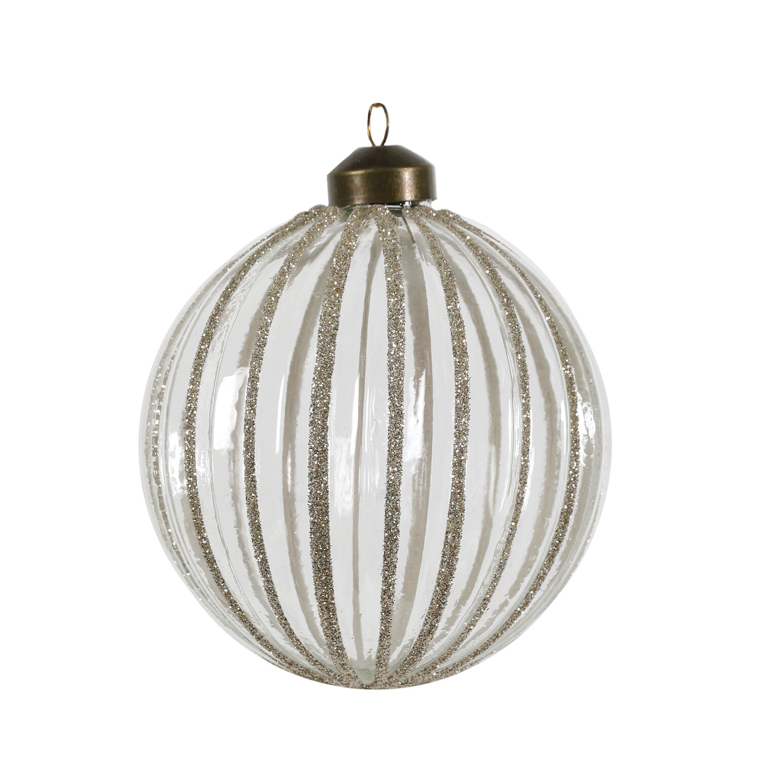 Chic Noir Champagne Glittered Swirl Ridged Bauble Assorted Image 2