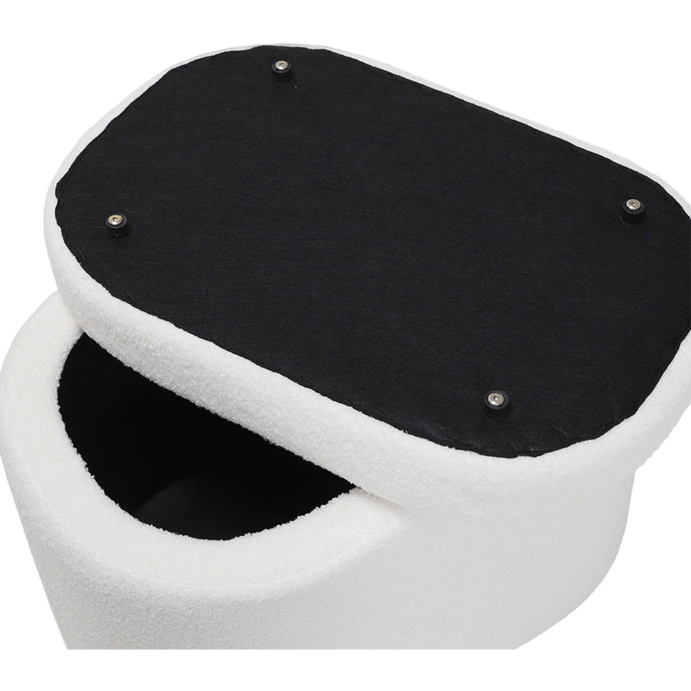 Living and Home White Teddy Fleece Storage Ottoman with Lift-Up Lid Image 5