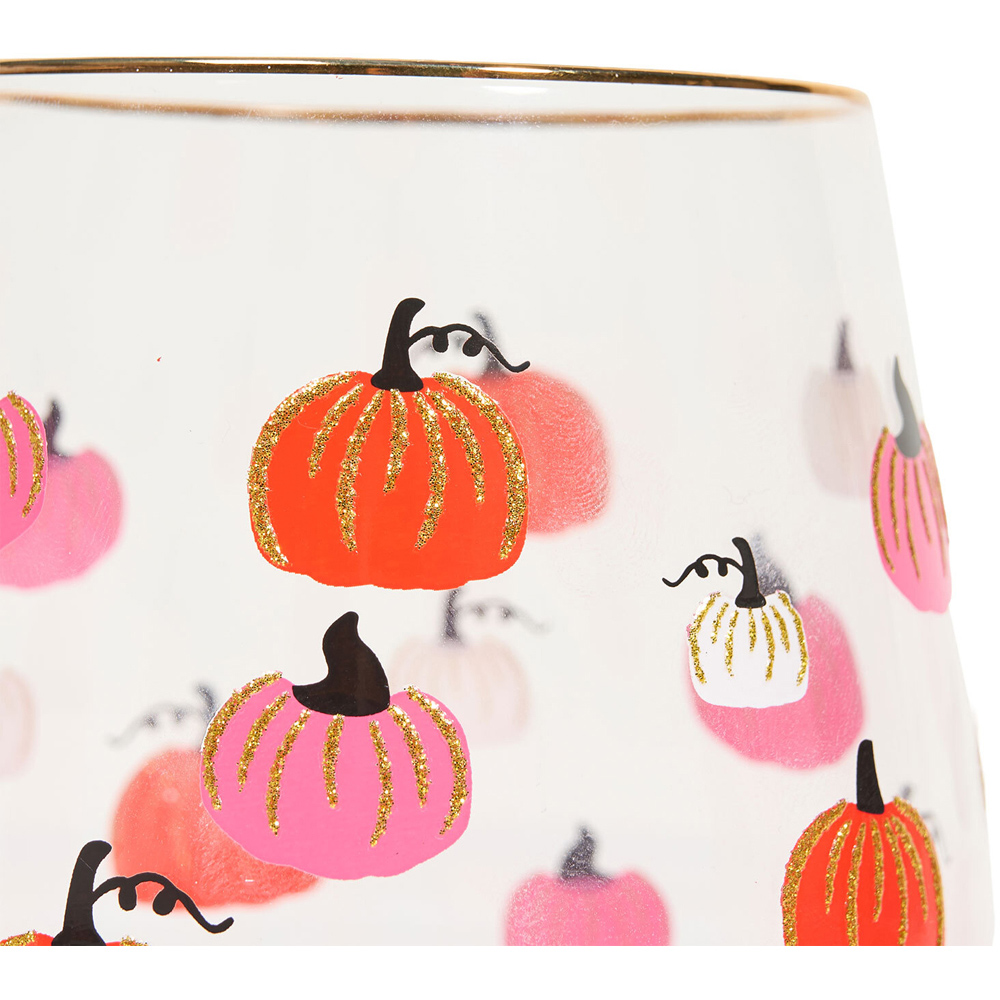 Gold Rim Pumpkin Glass Tumbler Image 5