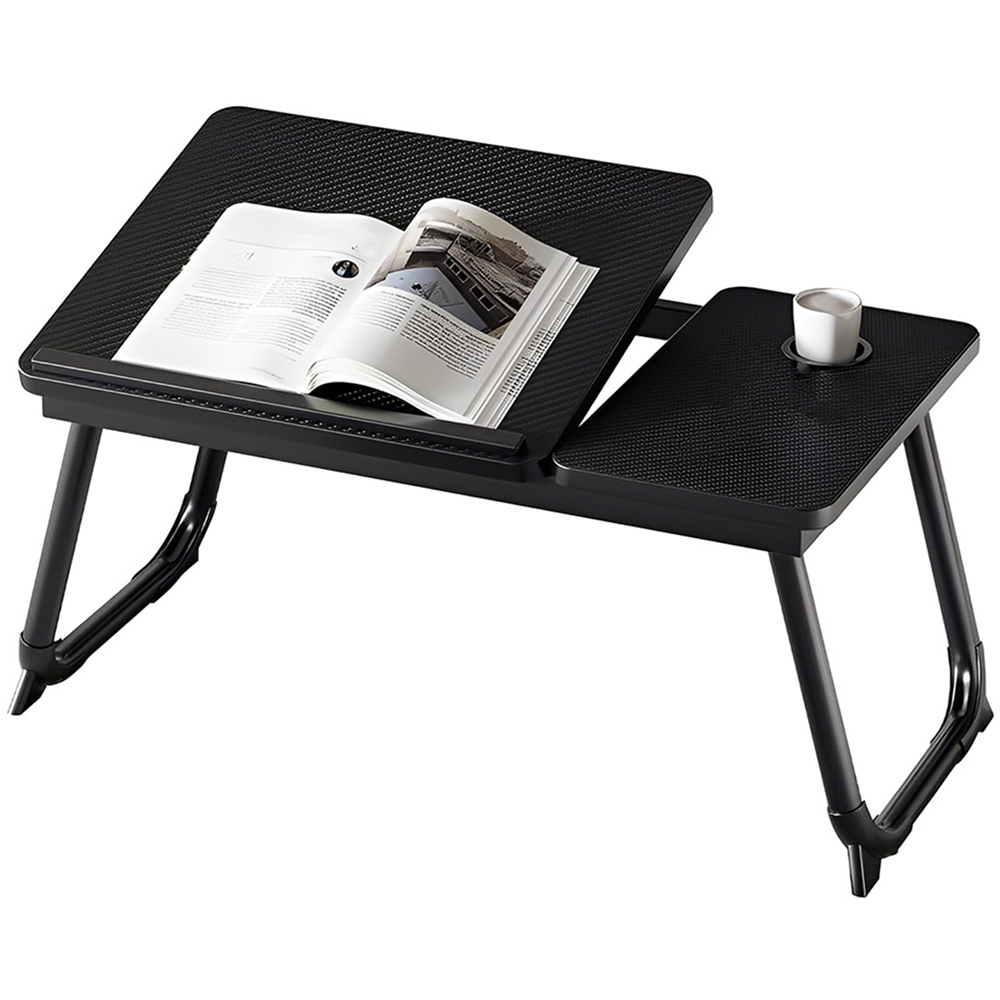 Living and Home Black Foldable Laptop Bed Table with Cup Holder Image 3