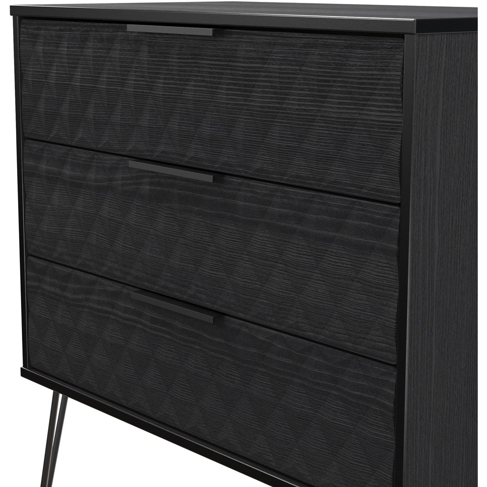 Crowndale Harlequin 3 Drawer Black Ash Chest of Drawers Ready Assembled Image 5