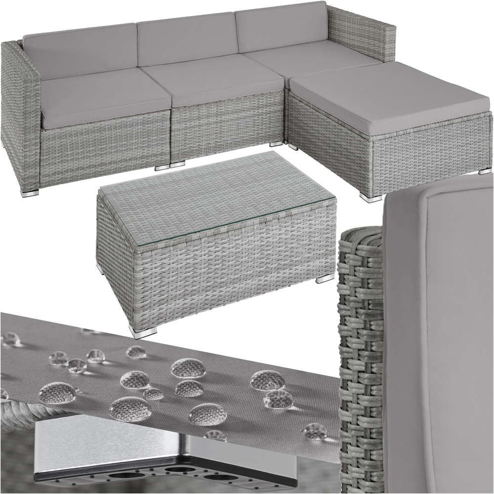tectake Florence 4 Seater Light Grey and Dark Grey Rattan Garden Lounge Set Image 2