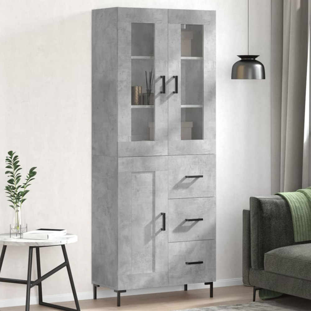 vidaXL 3 Door 3 Drawer Concrete Grey Highboard Image 1