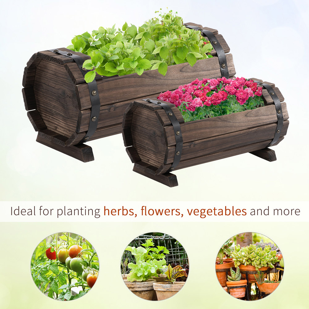 Outsunny Carbonised Wooden Planter 2 Pack Image 6