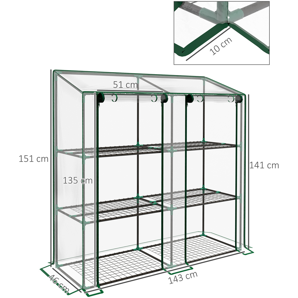 Outsunny 3 Tier Clear 4.6 x 1.5ft Mini Greenhouse Image 7
