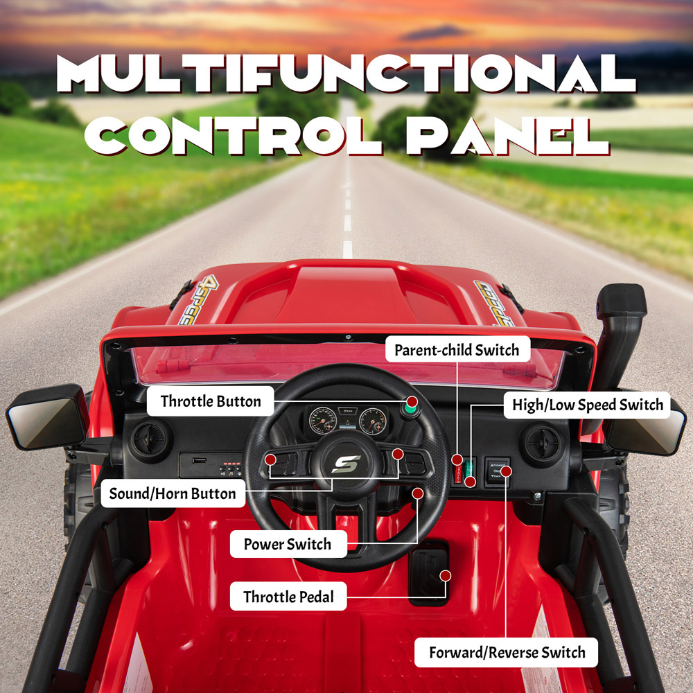 Costway Red Kids Electric Ride On Car with Music and LED Light Image 6