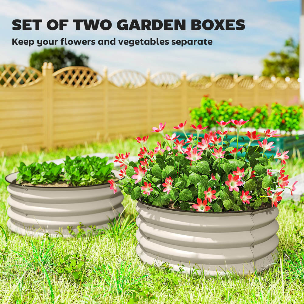 Outsunny Set of 2 Cream White Raised Garden Bed with Safety Edging 30 x 60 x 60cm Image 8
