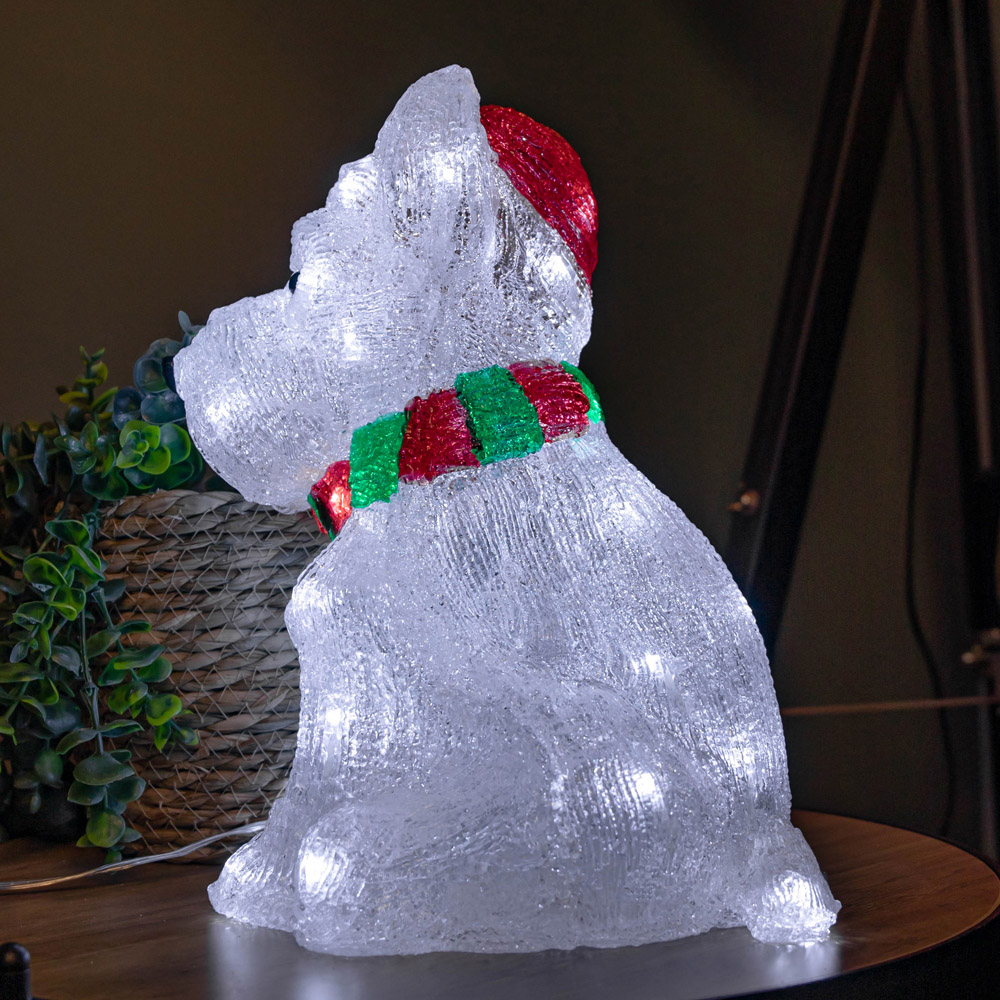Samuel Alexander White LED Acrylic Westie Dog Christmas Decoration 31cm Image 4