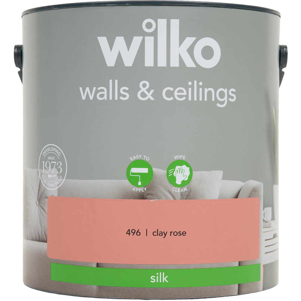 wilko Walls and Ceilings Silk Emulsion Paint Clay Rose Image 2