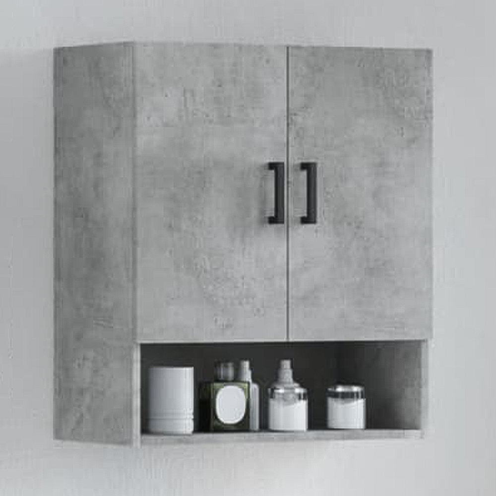 vidaXL 2 Door Single Shelf Concrete Grey Wall Cabinet Image 1