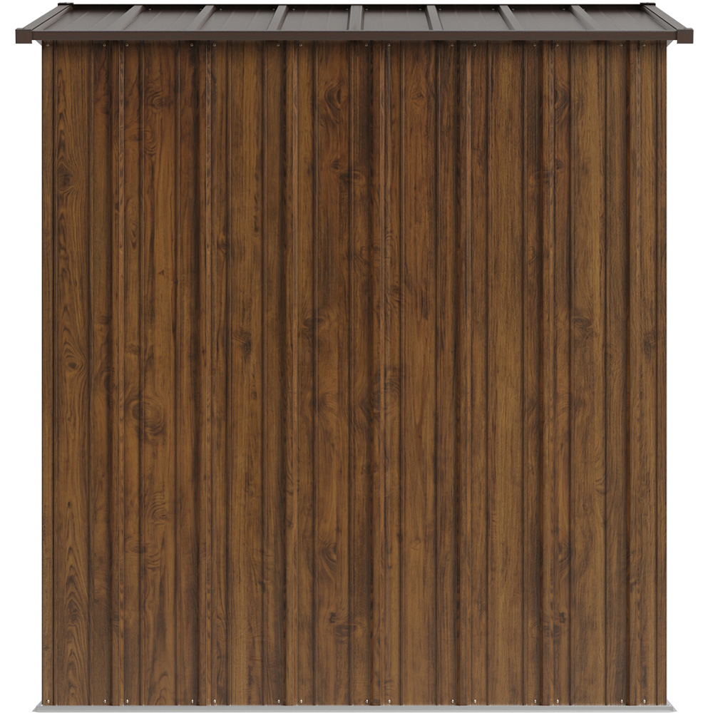 Living and Home 3 x 5ft Brown Wood-Grain Finish Metal Apex Garden Storage Shed Image 6