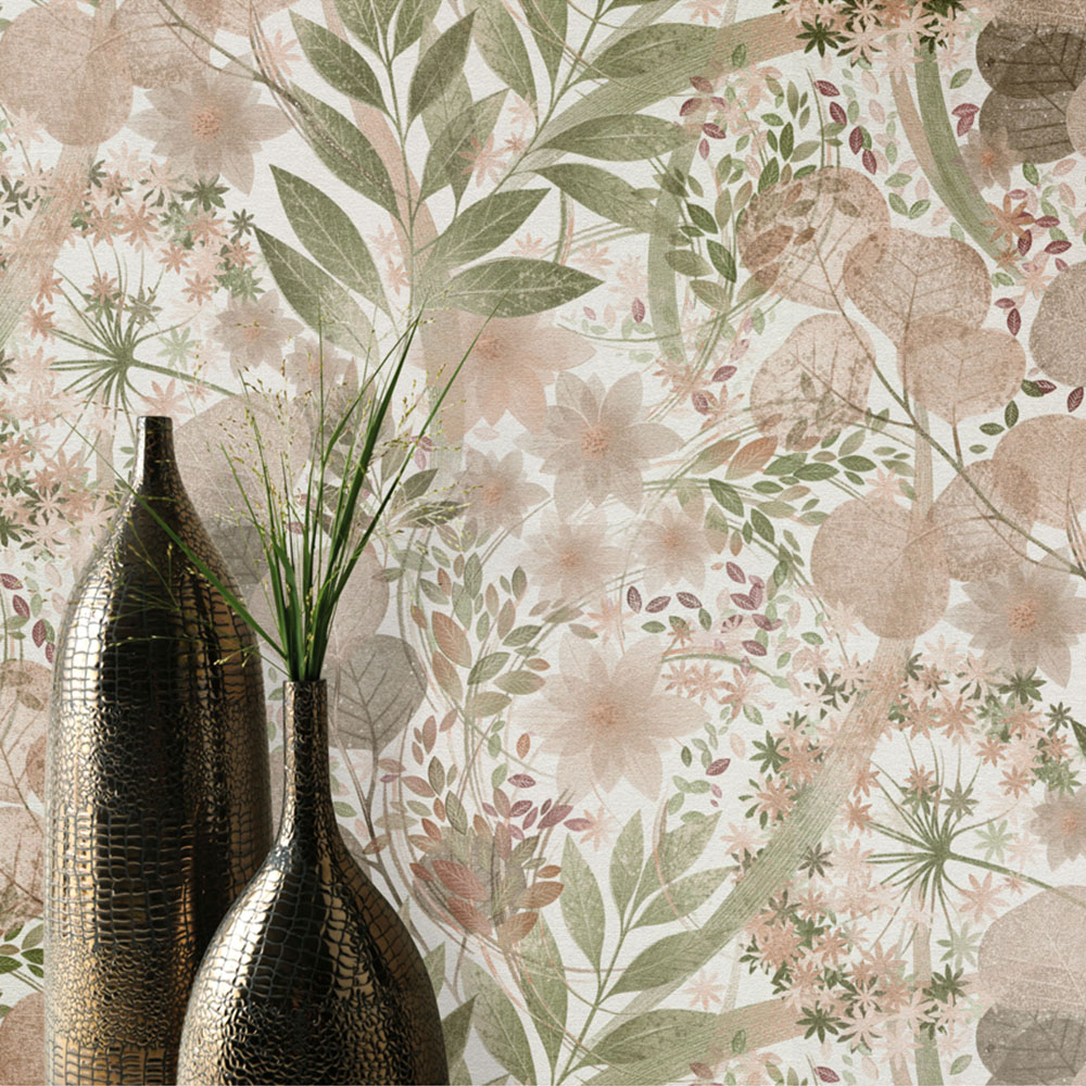 Erismann Secret Grove Pink and Green Wallpaper Image 4