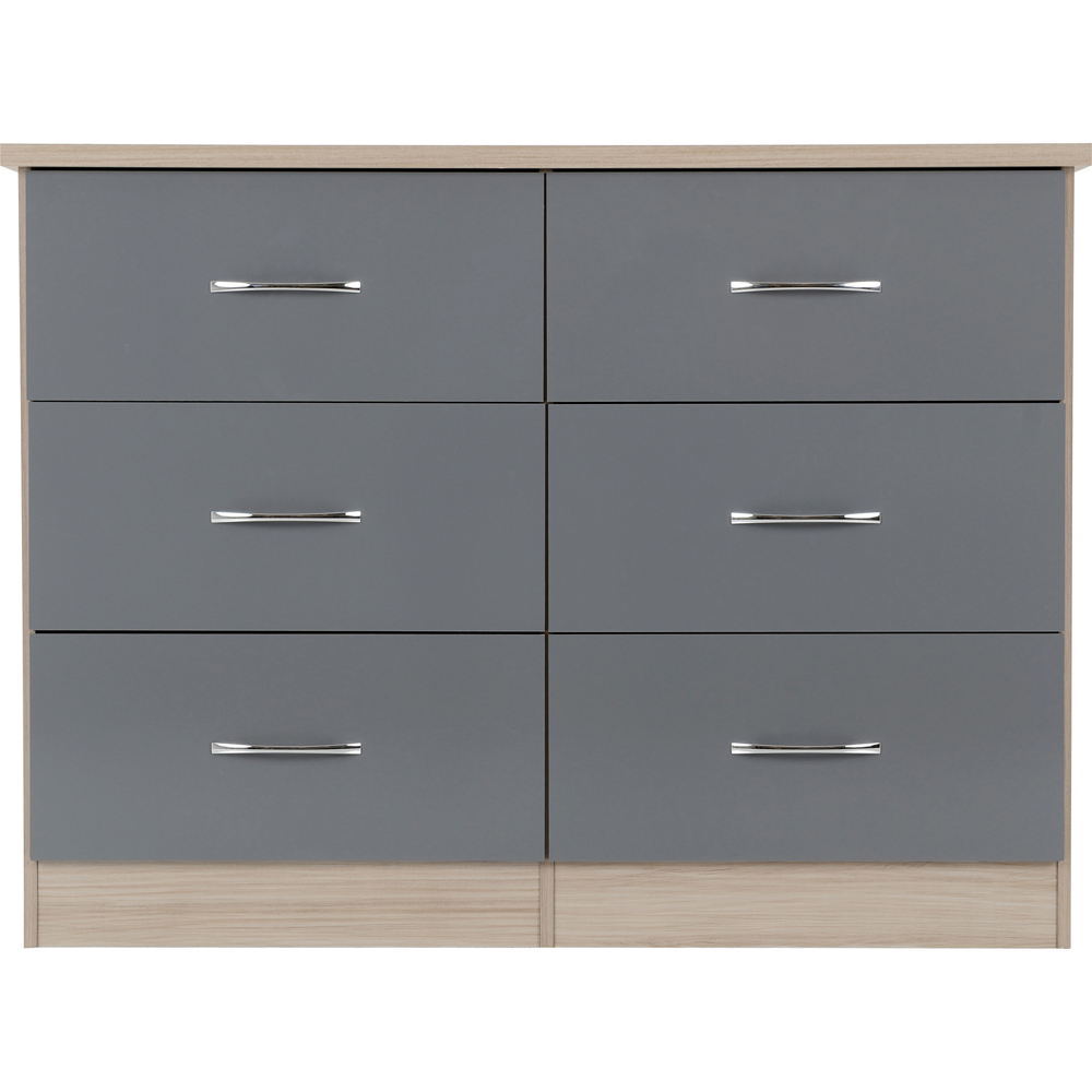 Seconique Nevada 6 Drawer Grey and Light Oak Effect Chest of Drawers Image 2