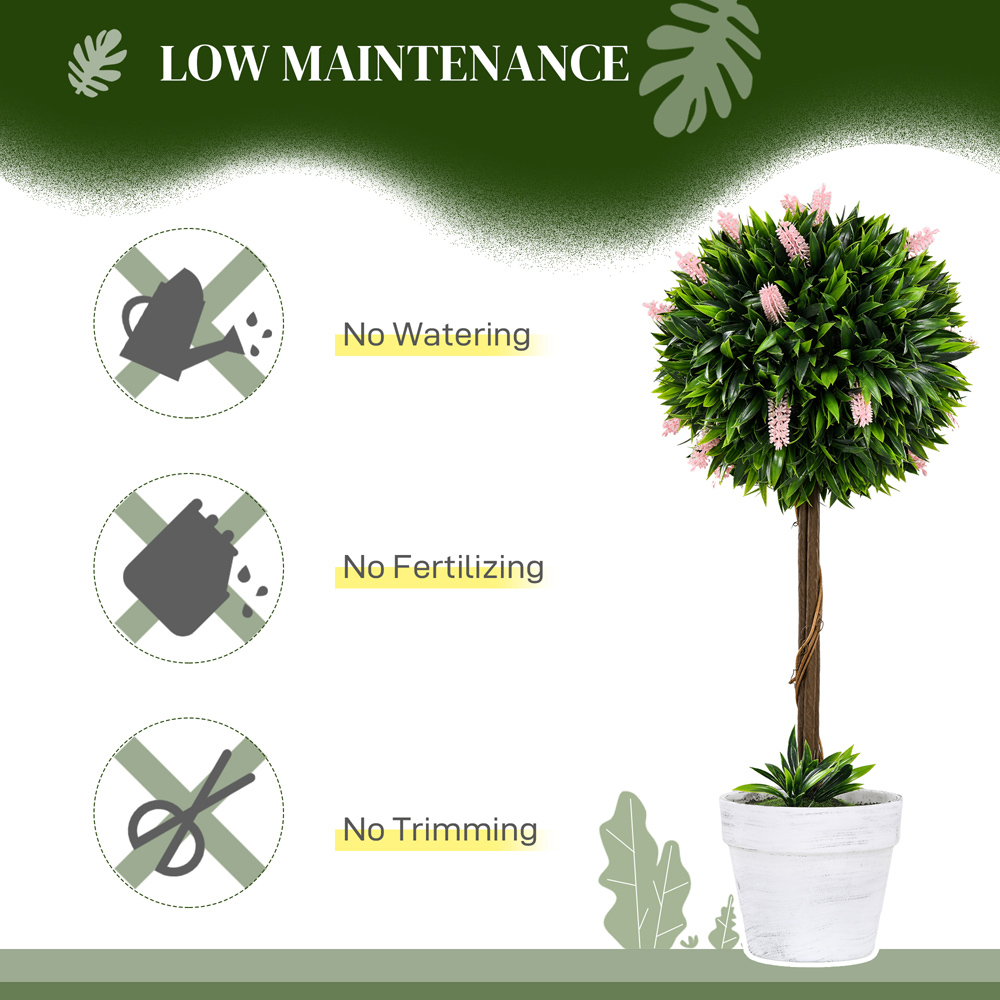 Portland Pink Lavender Flower Potted Artificial Plants Ball Tree 2 Pack Image 6
