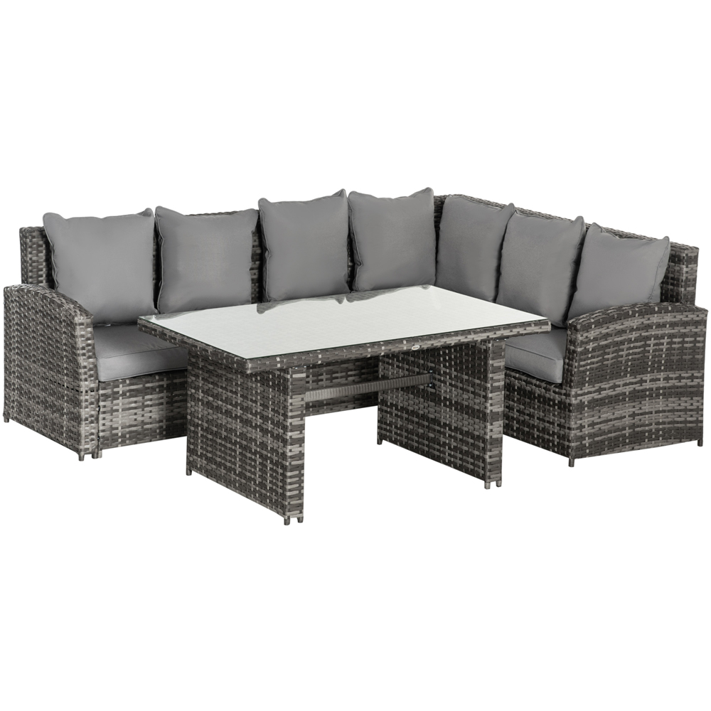 Outsunny 6 Seater Rattan Corner Dining Sofa Set Grey Image 2