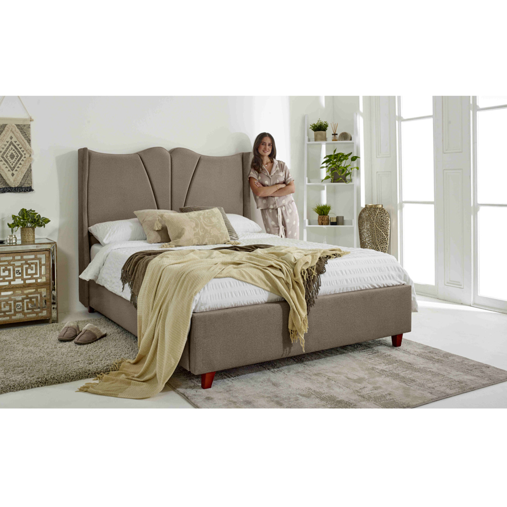 Eleganza Florentine Single Mink Arlington Fabric Bed Frame with Winged Headboard Image 5