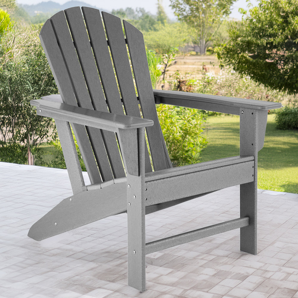 tectake Adirondack Design Light Grey Garden Chair Image 1