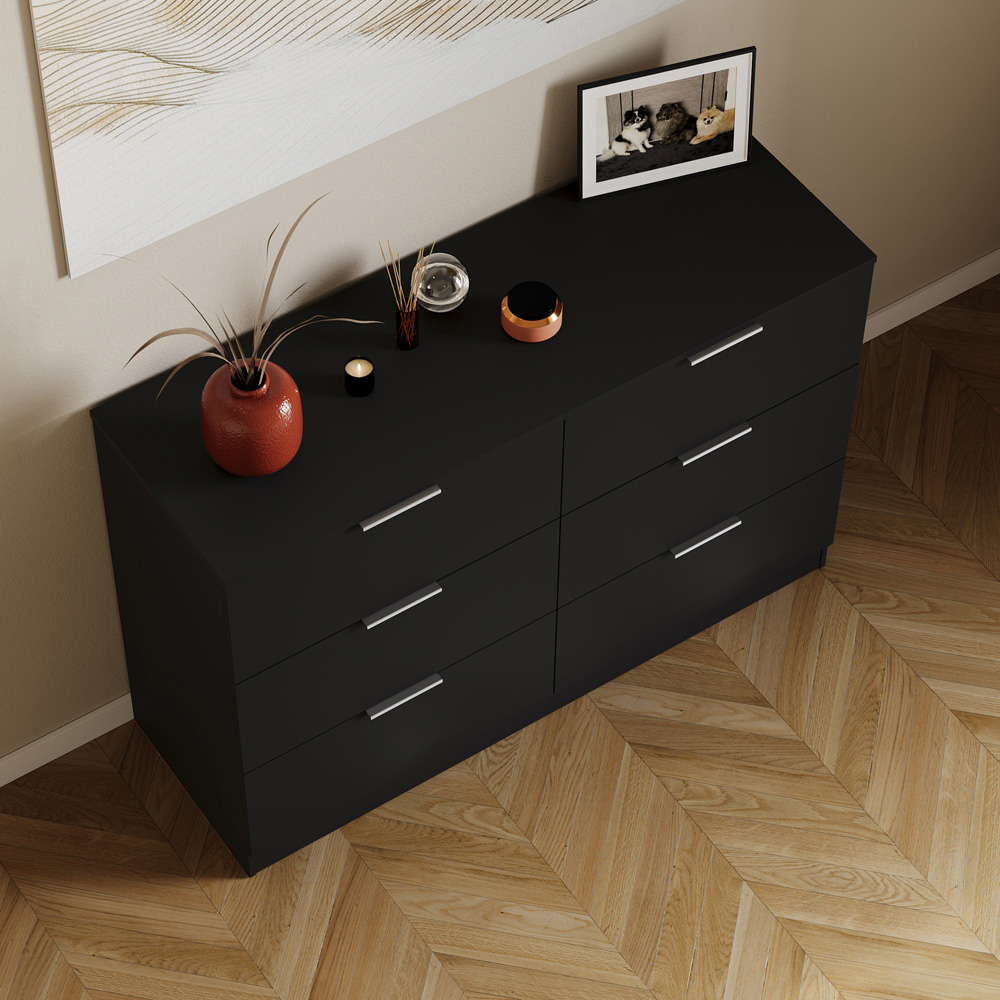 VIDA DESIGNS Trega 6 Drawer Black Chest of Drawers Image 4