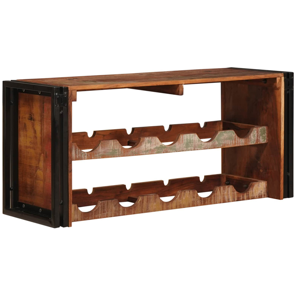 vidaXL 10 Bottle Brown Solid Reclaimed Wood Wall Mounted Wine Rack Image 4