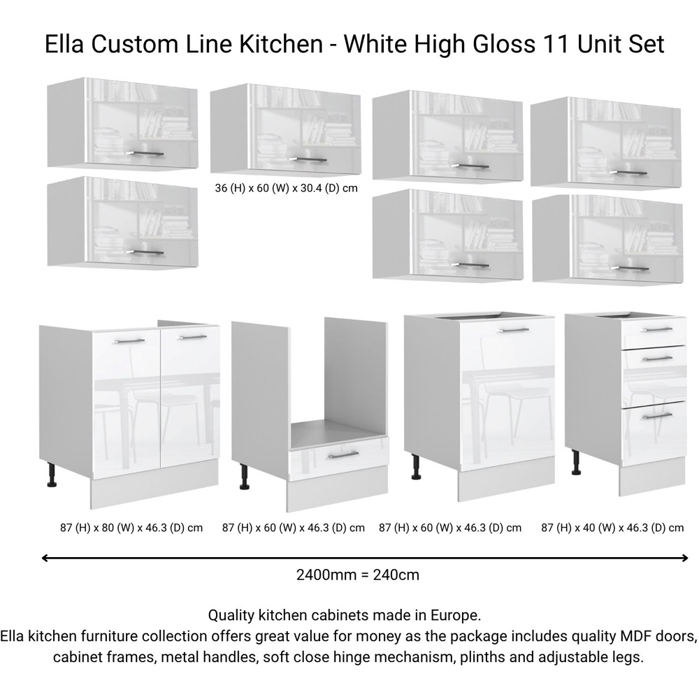 Impact Furniture Ella White Gloss Complete Kitchen Cabinet Set of 11 Image 3