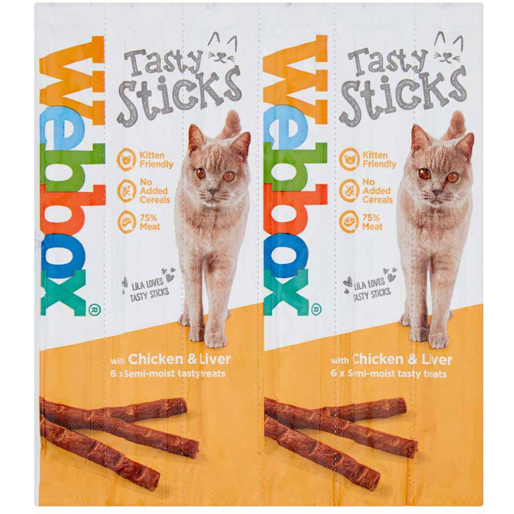 Webbox Tasty Sticks Chicken and Liver Semi Moist Kitten Treat 30g 6 Pack Image 2
