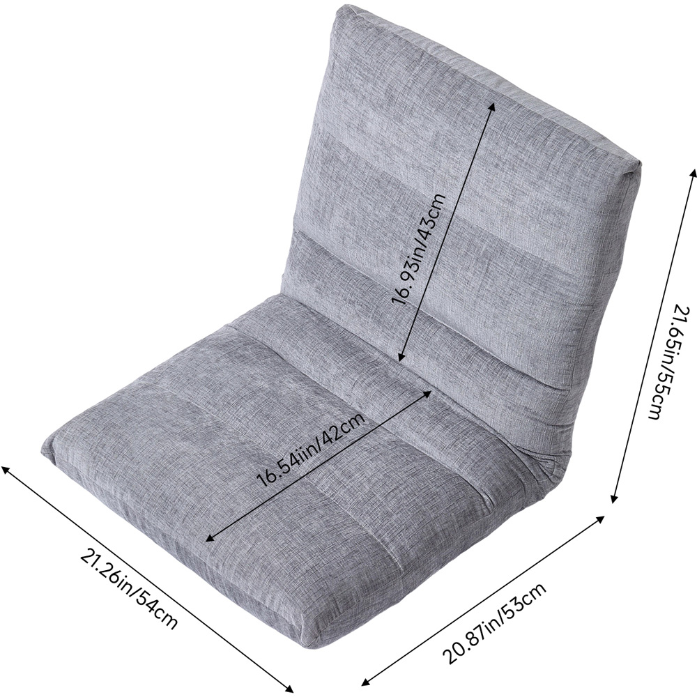 Living and Home Grey Chenille 14-Position Reclining Floor Chair Image 9