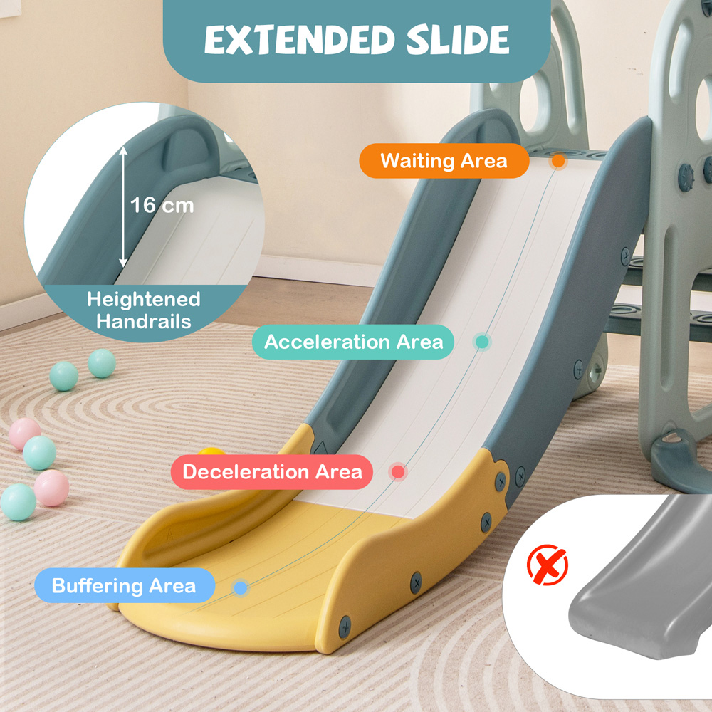 Costway 4-in-1 Kids Green Slide and Swing Set Image 6