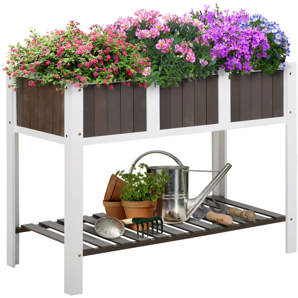 Outsunny Raised Wooden Planter 24cm Image 1